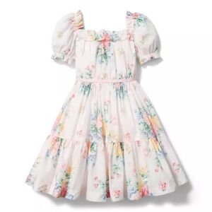 Janie and Jack Floral Puff Sleeve Ruffle Dress size 3 run Large